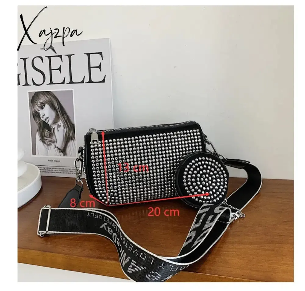 Xajzpa - trend Women's bags fashion thick chain bright diamond saddle bag female carrying armpit fashion luxury brand design bag